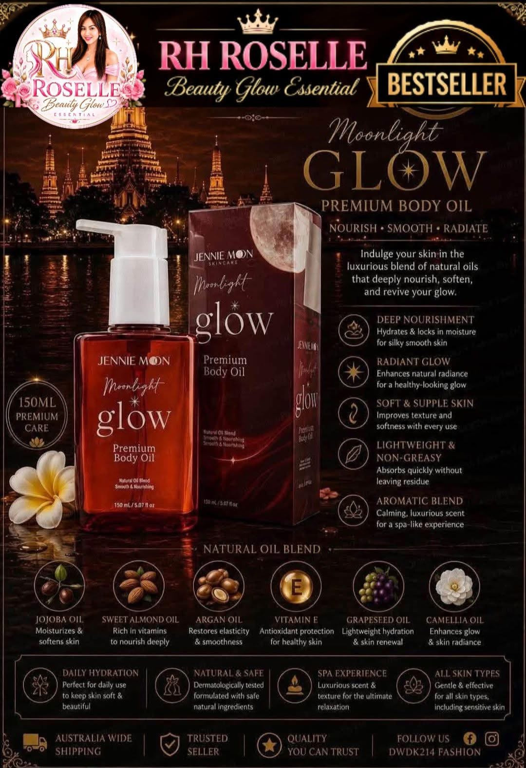 Jennie Moon Moonlight Glow Premium Body Oil – 150ml