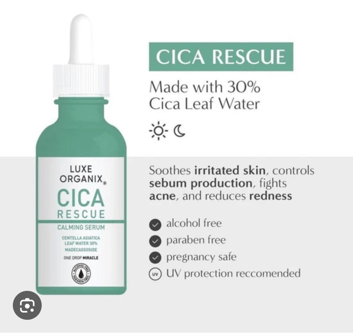 Luxe Organix -CICA RESCUE GENTLE BRIGHTENING SERUM