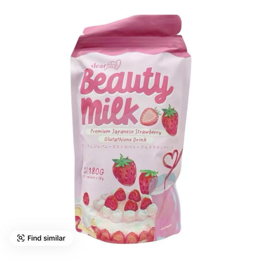 Dear Face Strawberry Beauty Milk Collagen & Glutathione Drink Powder