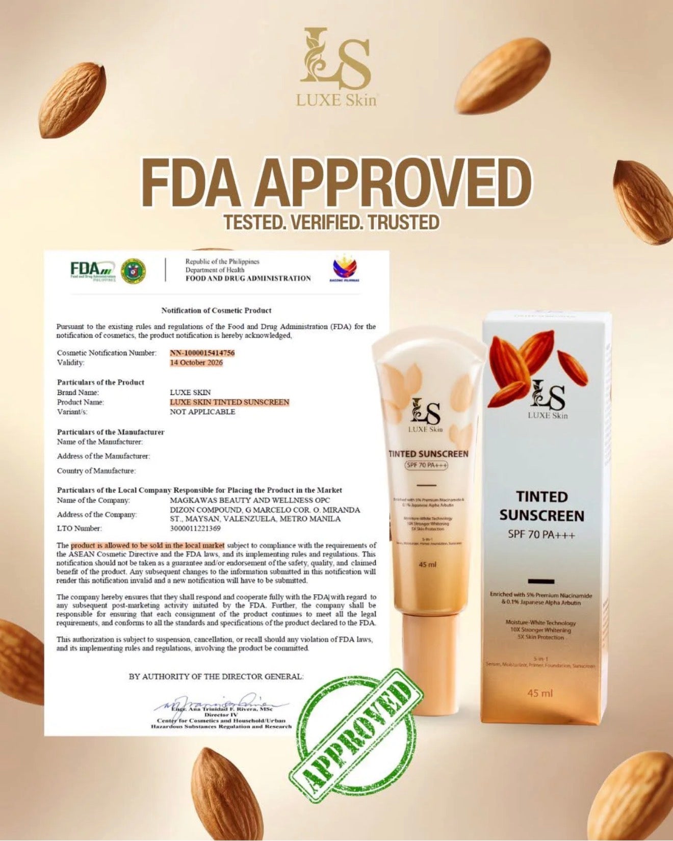 Luxe Skin Tinted Sunscreen SPF 70 PA++++