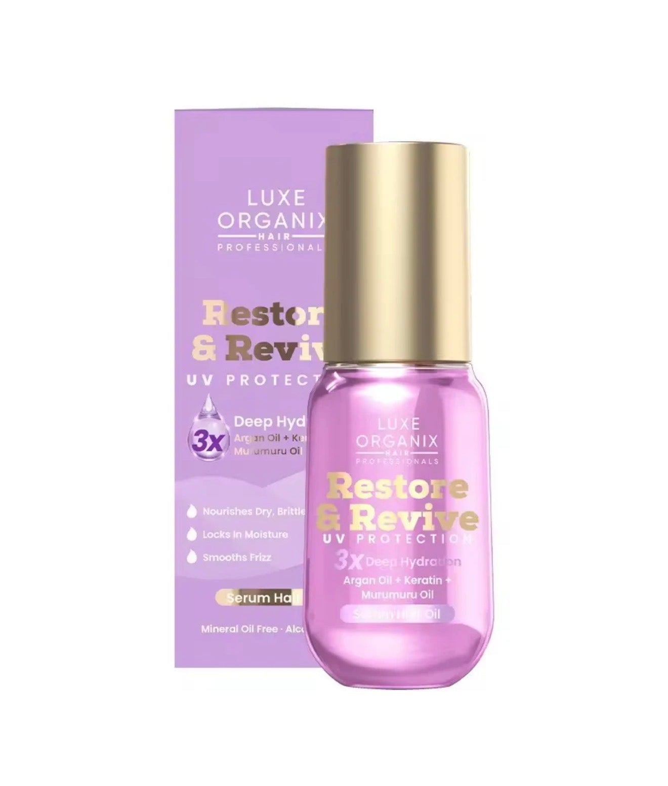 Luxe Organic-RESTORE & REVIVE  UV Protection Deep Hydration Hair Oil Serum