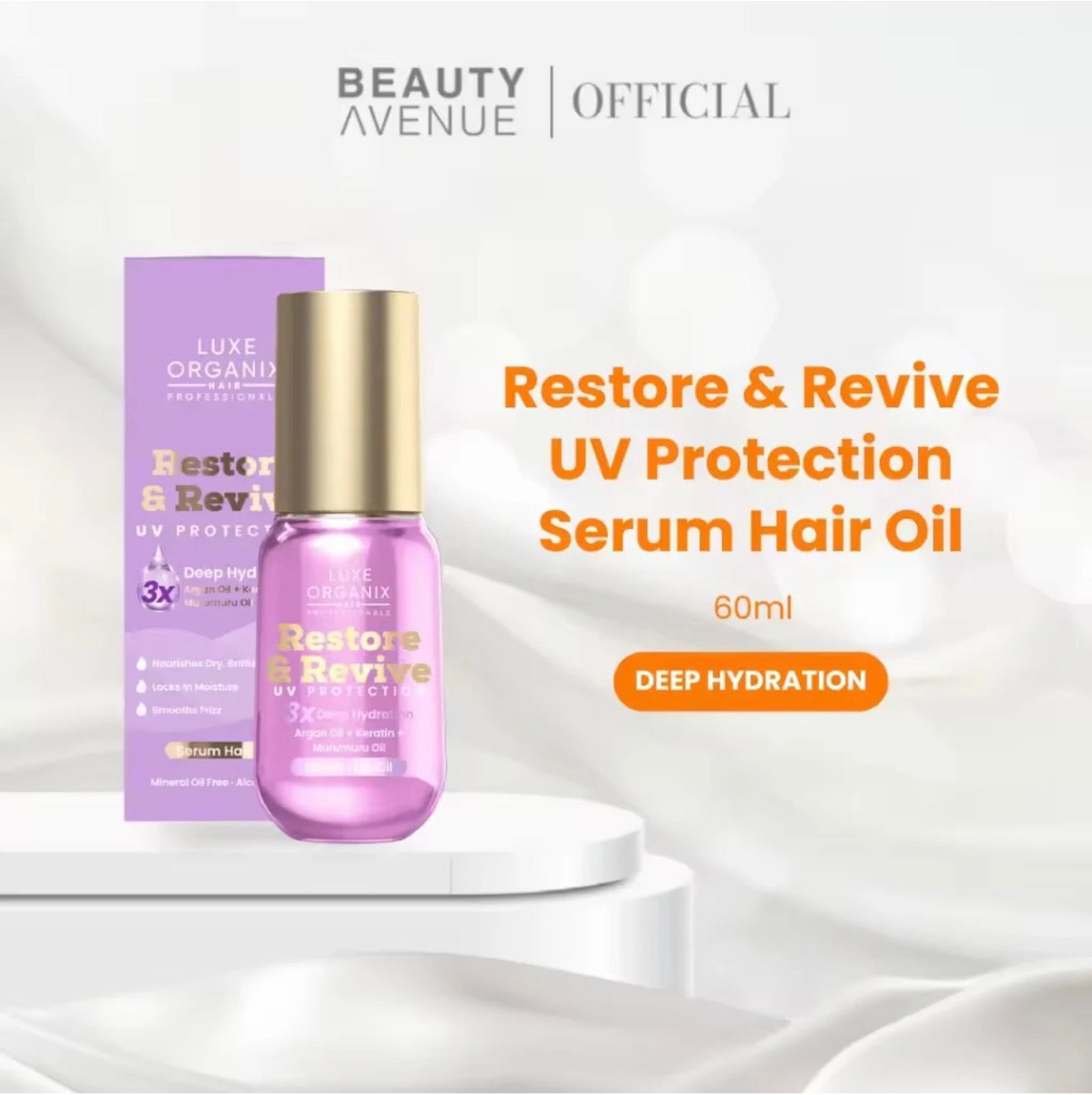 Luxe Organic-RESTORE & REVIVE  UV Protection Deep Hydration Hair Oil Serum